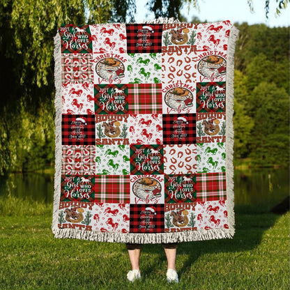 Shineful Woven Tapestry Throw Blanket Christmas Cowgirl Spirit