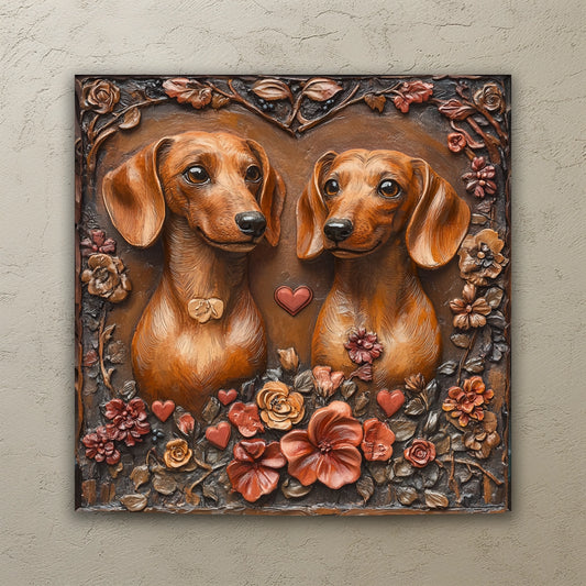 Shineful 2D Metal Sign Dachshund Love Bloom