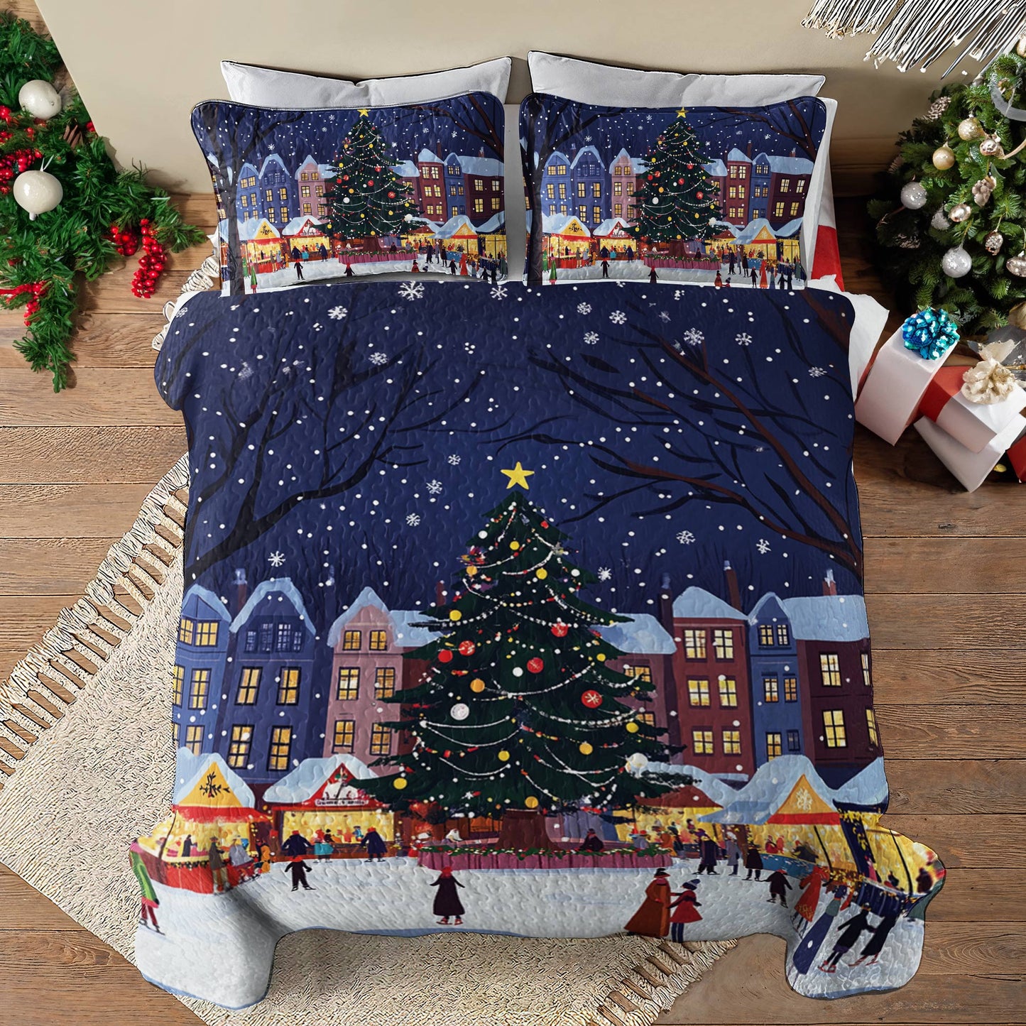 Shineful All Season Quilt 3-Piece Set Christmas Market