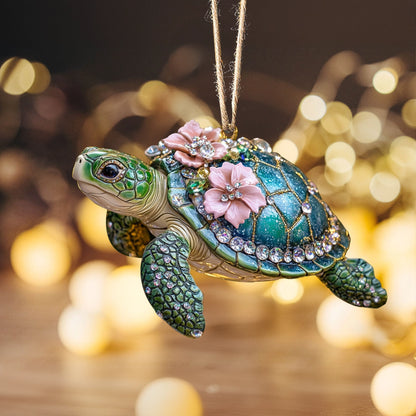 Shineful 2D Acrylic Ornament Aqua Bloom Turtle