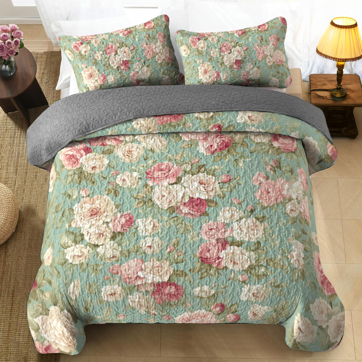 Shineful All Season Quilt 3-Piece Set Vintage Roses