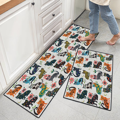 Shineful Ultra-Thin Non Skid Floor Mat, Kitchen Rugs Cat Playful Paws