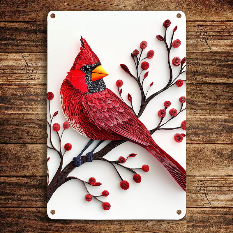 Shineful 2D Metal Sign Origami Cardinal