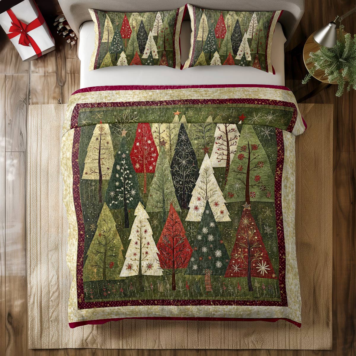 Shineful All Season Quilt 3-teiliges Set Festlicher Wald 