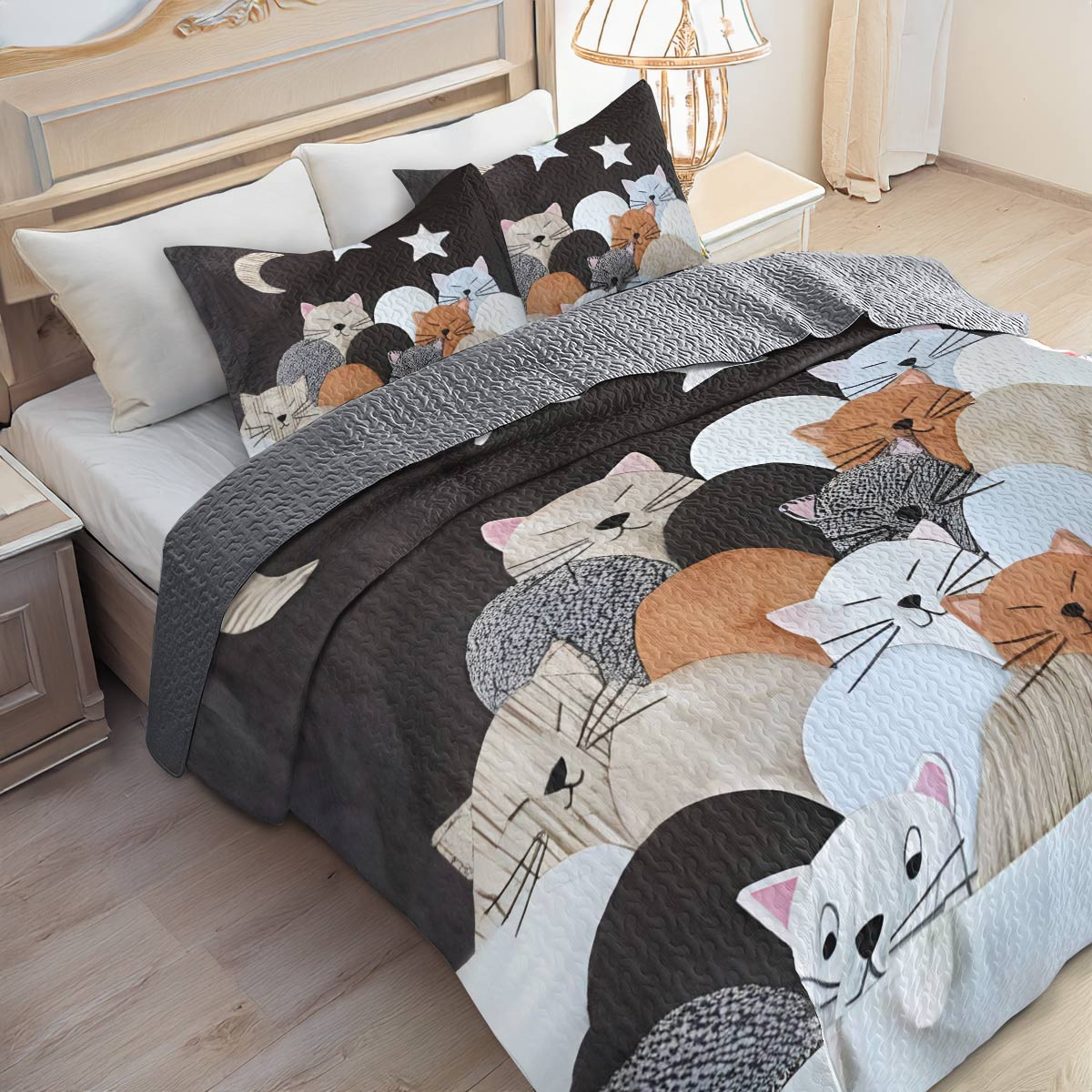 Shineful All Season Quilt 3-Piece Set Feline Dreams