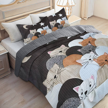 Shineful All Season Quilt 3-Piece Set Feline Dreams