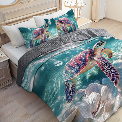 Shineful All Season Quilt 3-Piece Set Sea Treasure