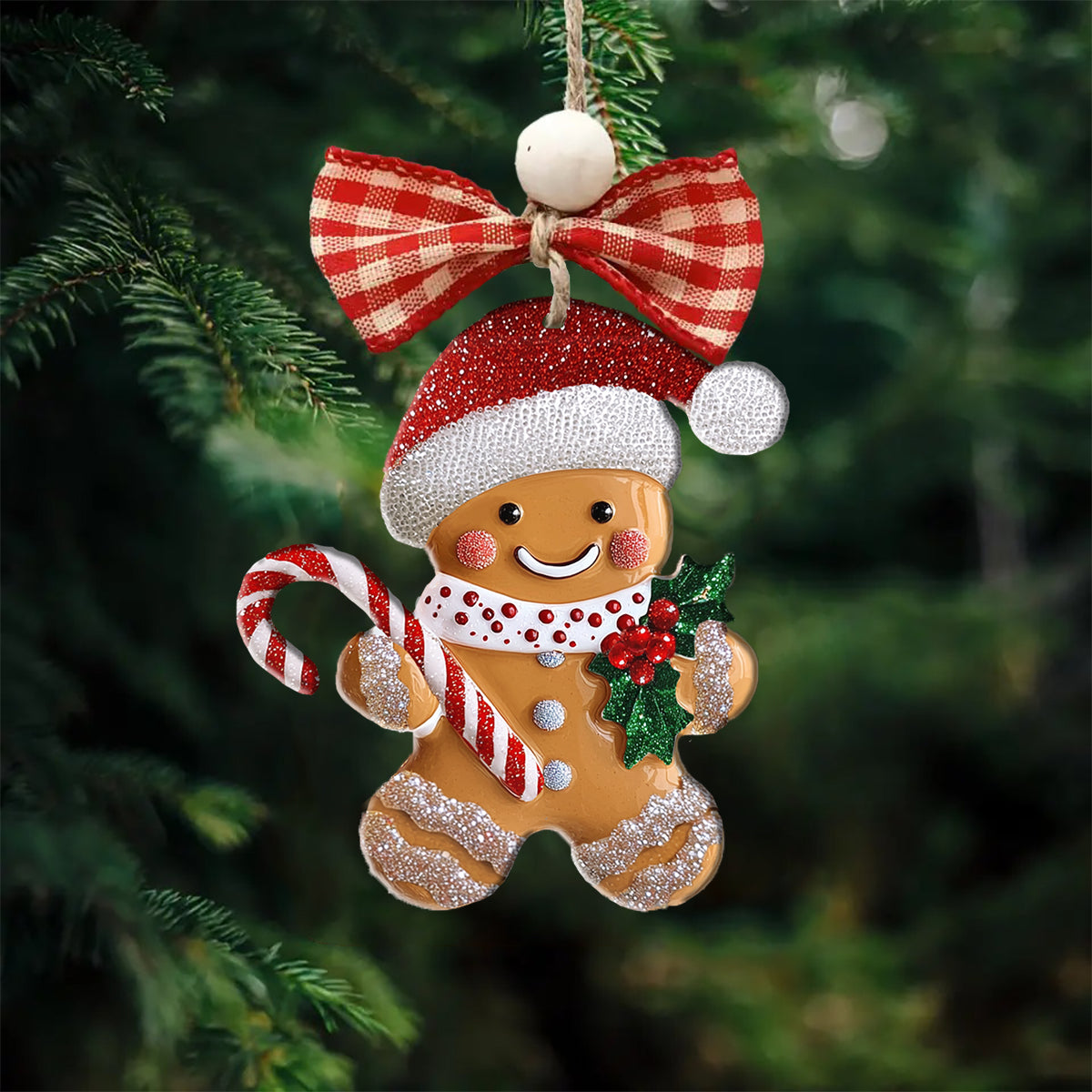 Shineful 2D Acrylic Ornament Holly Berry Gingerbread