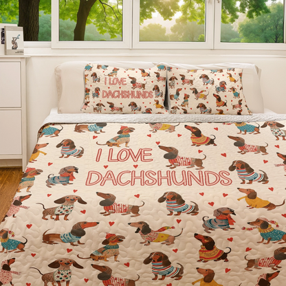 Shineful All Season Quilt 3-Piece Set Dachshund Lovely Delight