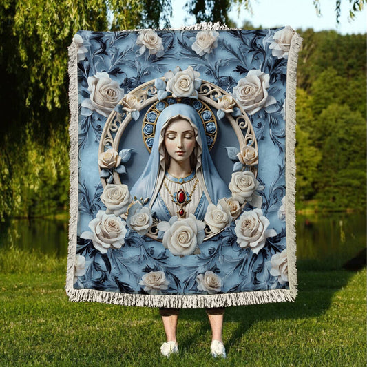 Shineful Woven Tapestry Throw Blanket Blessed Virgin Mary