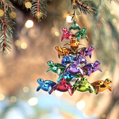 Shineful 2D Acrylic Ornament Amazing Sea Turtles Christmas Tree