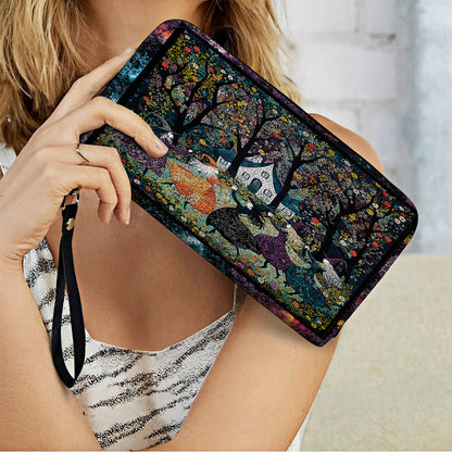 Shineful Leather Clutch Purse With Wristlet Strap Handle Beautiful Witchy Woman