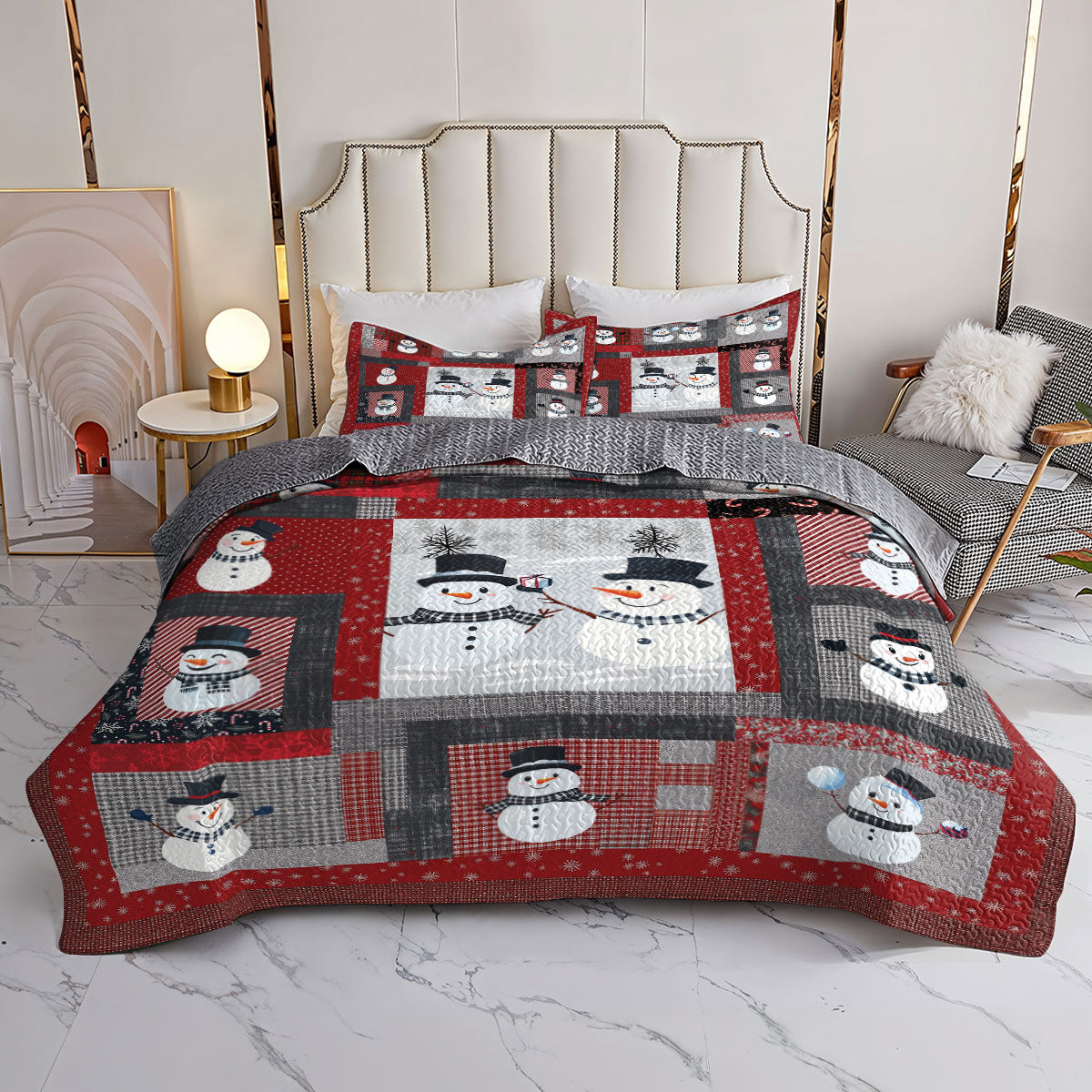 Shineful All Season Quilt 3-Piece Set Playful Snowmen