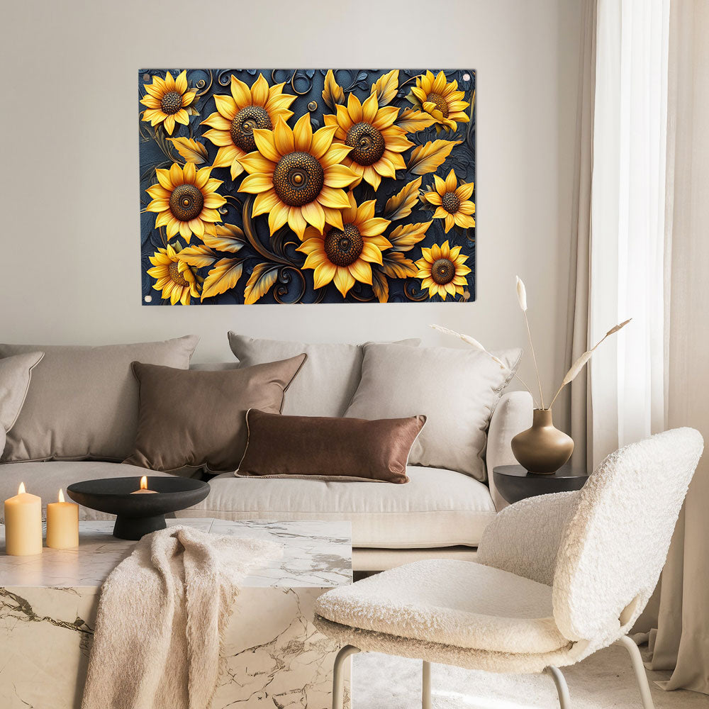 Shineful 2D Metal Sign Golden Sunflower Dream