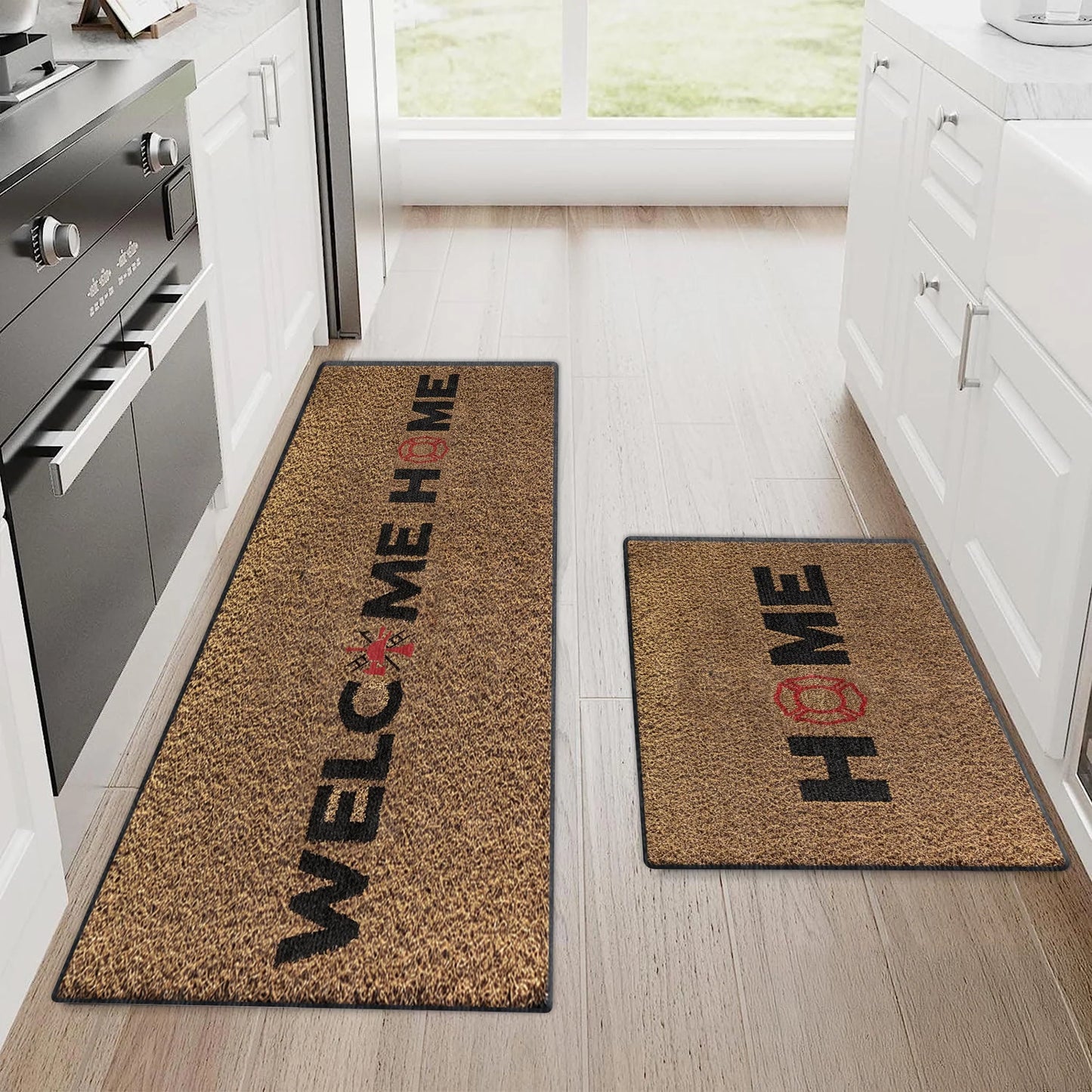 Shineful Ultra-Thin Non Skid Floor Mat, Kitchen Rugs Firefighter's Welcome Home