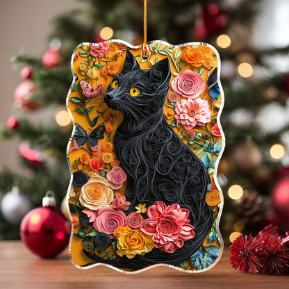 Shineful 2D Acrylic Ornament Black Cat Blooms