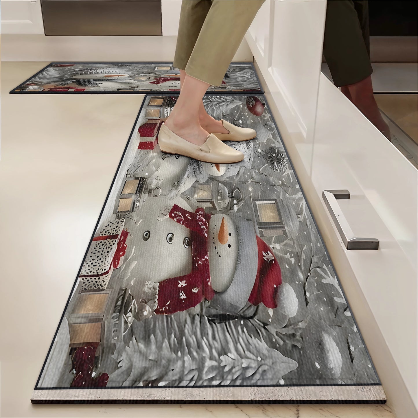 Tapis de sol antidérapant ultra fin Shineful, tapis de cuisine Snowy Glow Winter