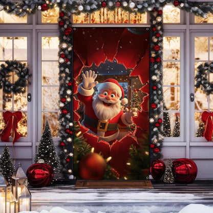 Shineful Door Cover Santa’s Joyful Entrance