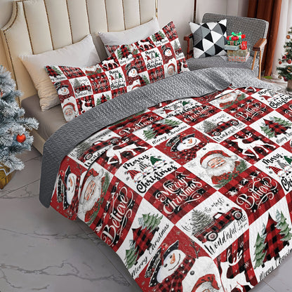 Shineful All Season Quilt 3-Piece Set Christmas Patchwork