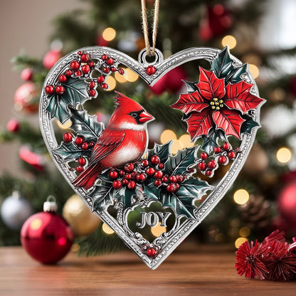 Shineful 2D Acrylic Ornament - Heartfelt Cardinal Joy