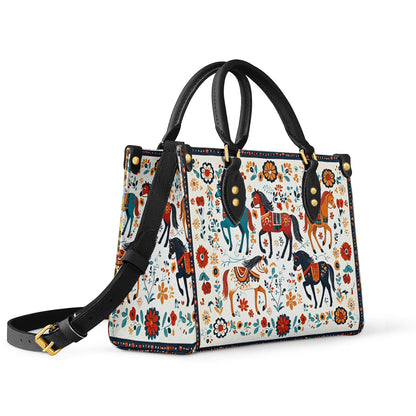 Shineful Leather Bag Floral Horses