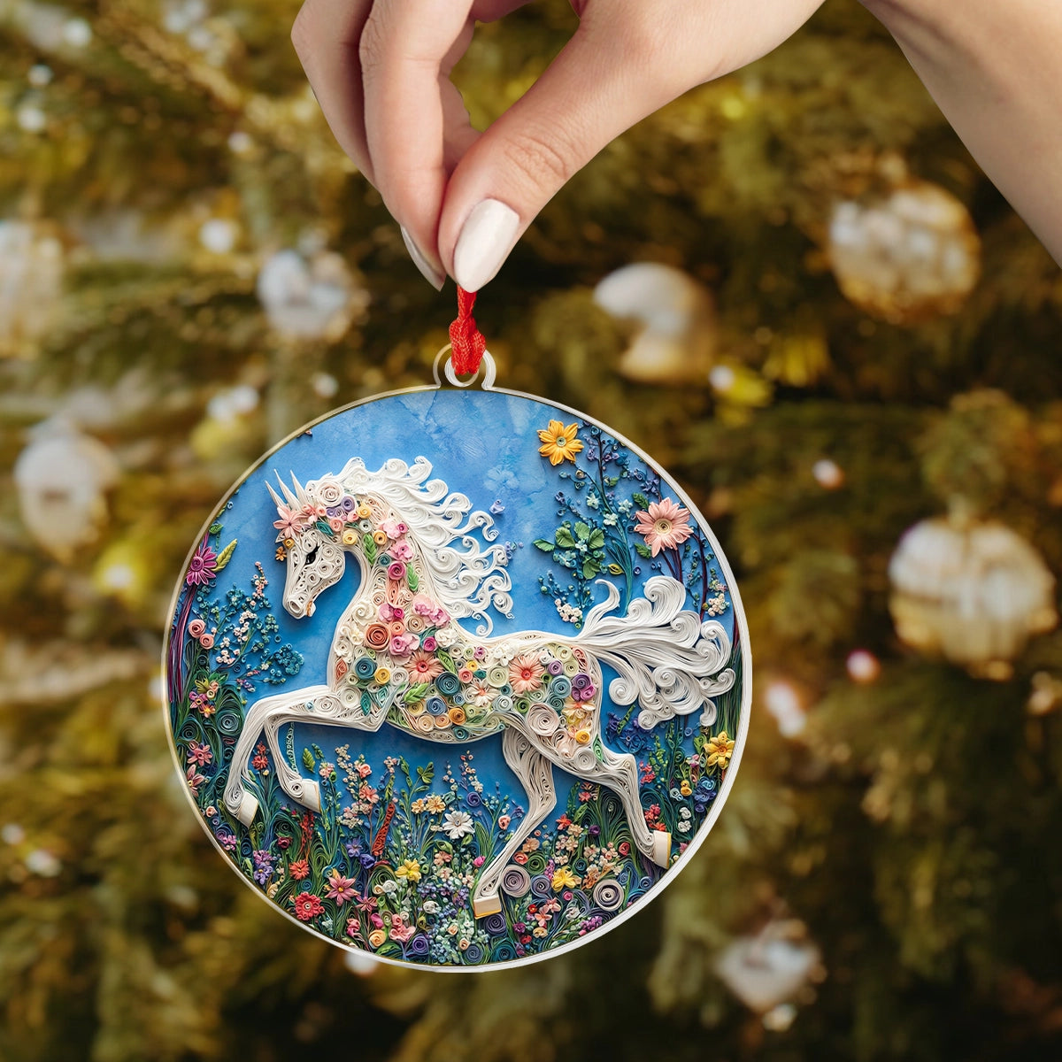 Shineful 2D Acrylic Ornament Whimsical Horse Holiday