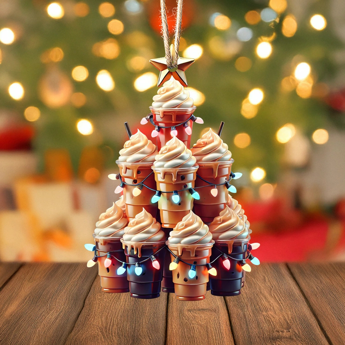 Shineful 2D Acrylic Ornament Christmas Coffee Tree