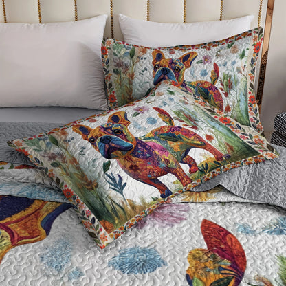 Shineful All Season Quilt 3-Piece Set - French Bulldog Floral Fantasy