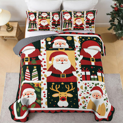 Shineful All Season Quilt 3-Piece Set Santa Claus Joy