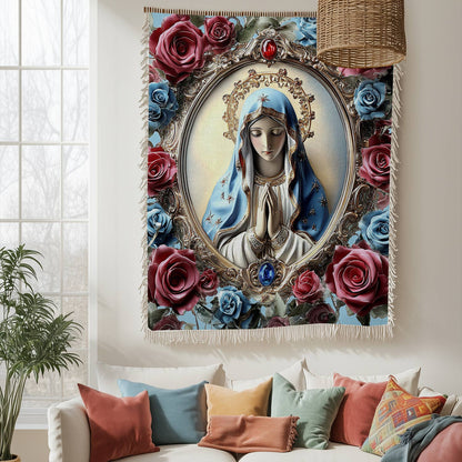 Shineful Woven Tapestry Throw Blanket Holy Mother’s Embrace