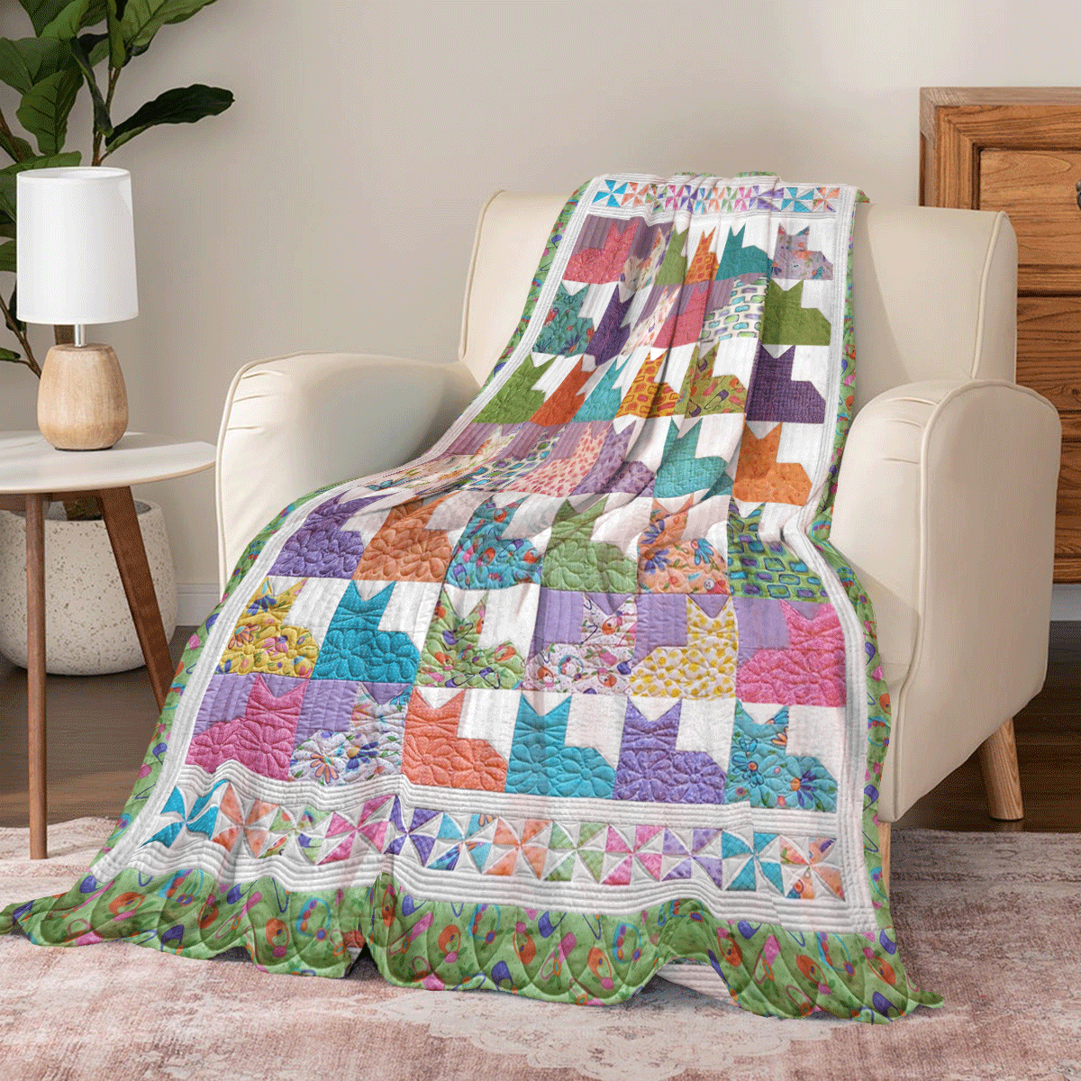 Shineful Fleece Blanket Colorful Cats