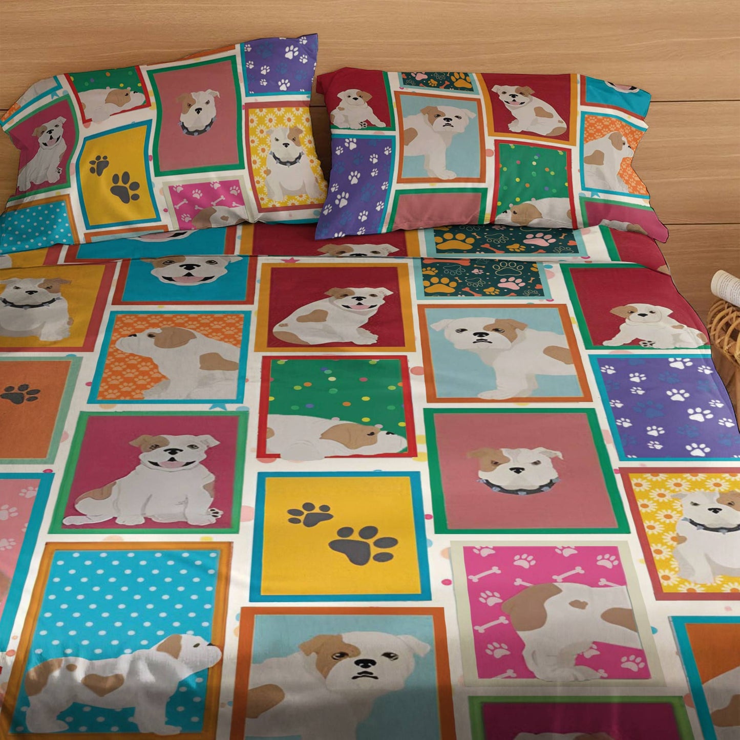 Ensemble de draps Shineful 4 pièces Bulldogs colorés