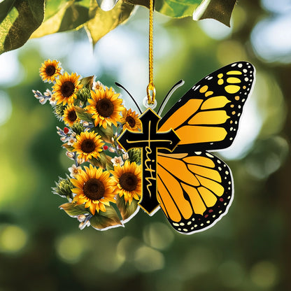 Shineful 2D Acrylic Ornament Faith and Sunflower Wings