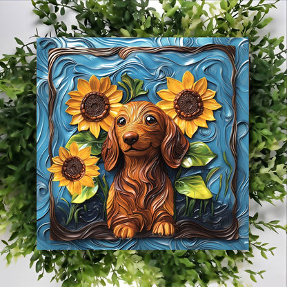 Shineful 2D Metal Sign Sunflower Dachshund