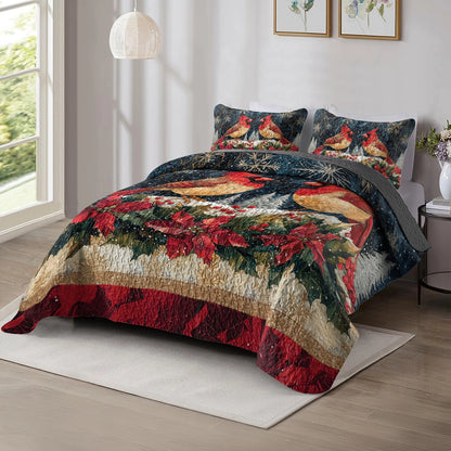 Shineful All Season Quilt 3-Piece Set - Cardinal Snowfall