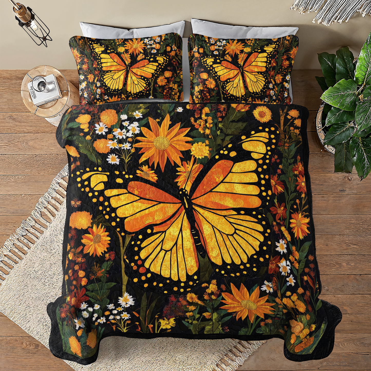 Shineful All Season Quilt 3-Piece Set Gogerous Monarch