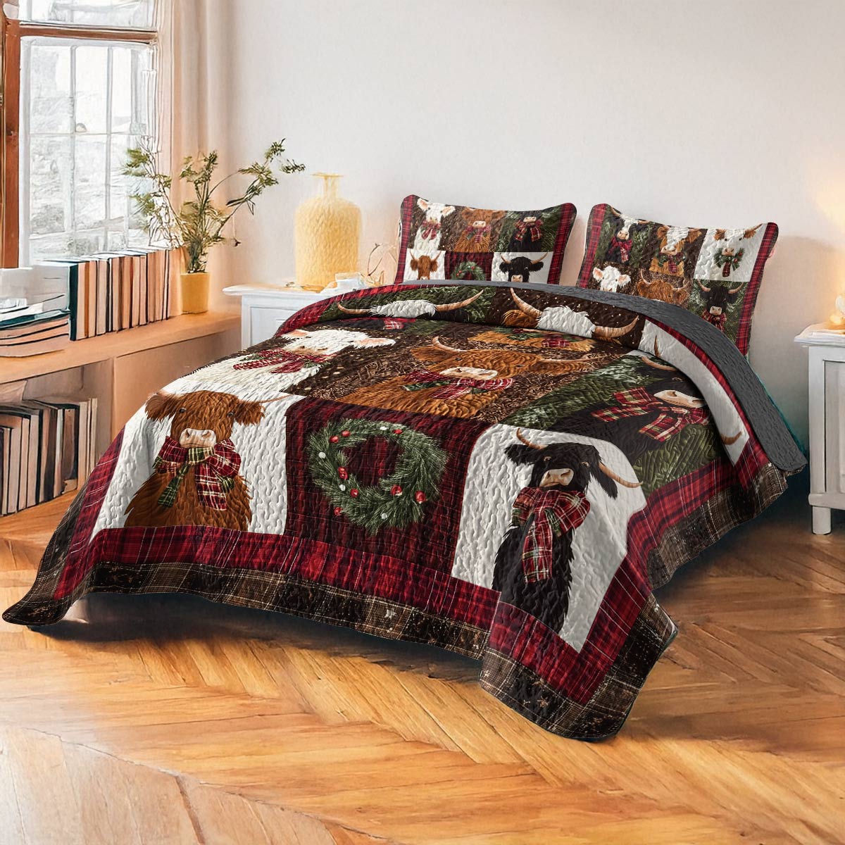 Shineful All Season Quilt 3-Piece Set - Highland Cow Cozy Patch