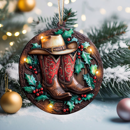 Shineful 2D Acrylic Ornament - Cowboy Boot Christmas