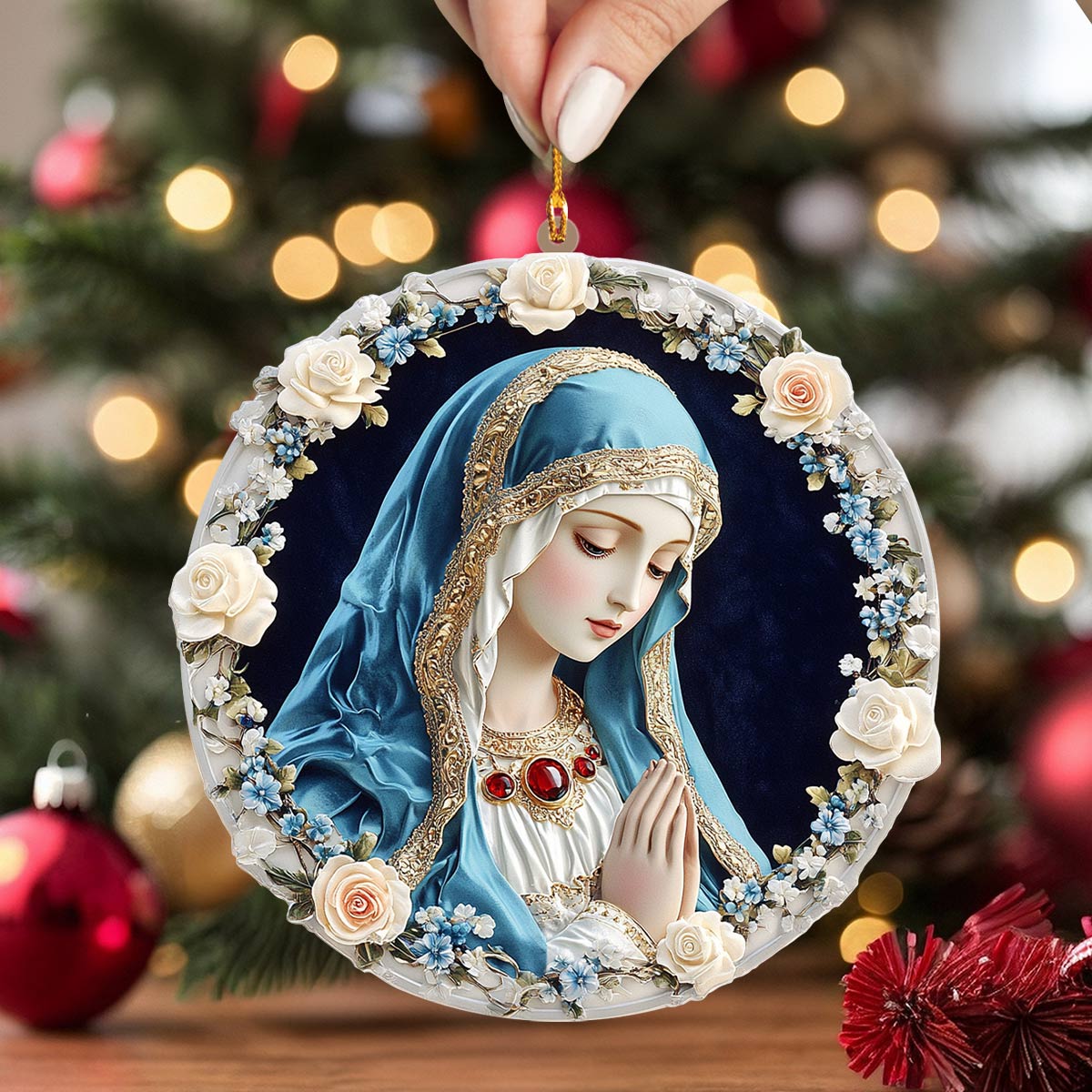 Glänzendes 2D-Acryl-Ornament „Marian Serenity Holiday“ 