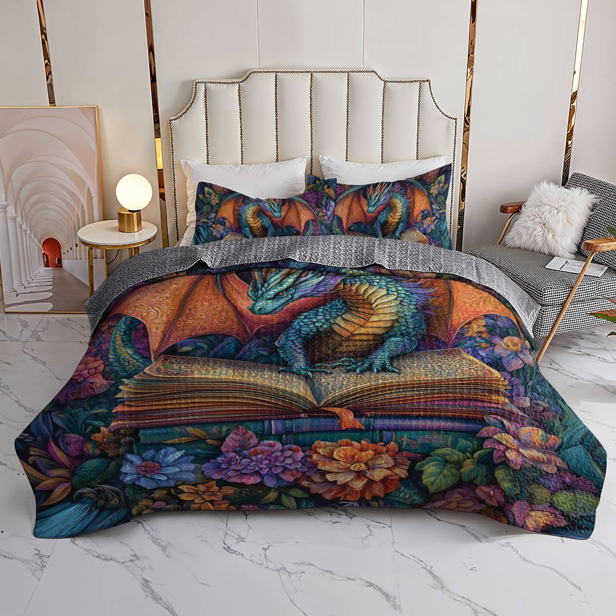 Shineful All Season Quilt 3-Piece Set Magical Dragon