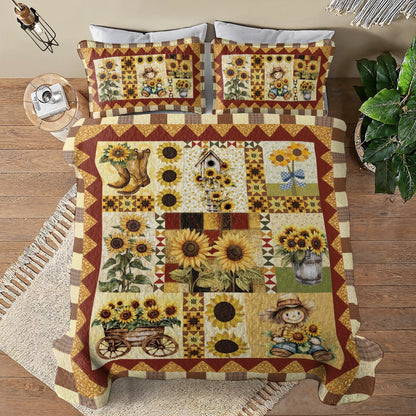 Shineful All Season Quilt 3-Piece Set Sunlit Farm Patchwork