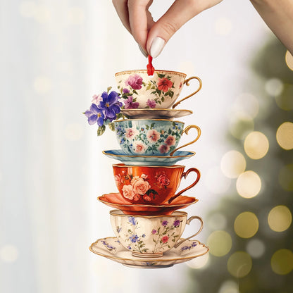 Shineful 2D Acrylic Ornament Stacked Teacup Charm