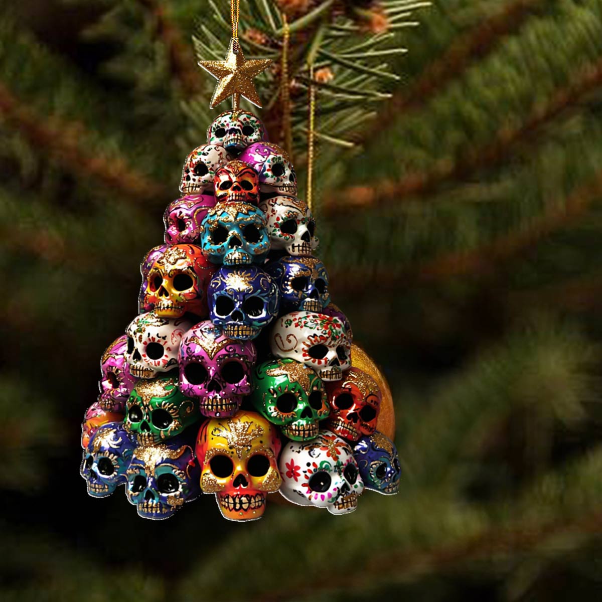 Shineful 2D Acrylic Ornament Gorgeous Skulls Christmas Tree Lovely