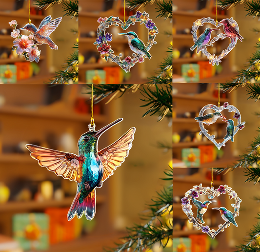 Glänzendes 2D-Acryl-Ornament – ​​ätherische Kolibri-Eleganz 