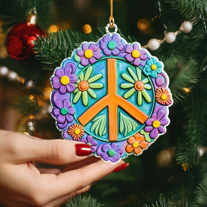 Shineful 2D Acrylic Ornament - Peace Sign And Flower