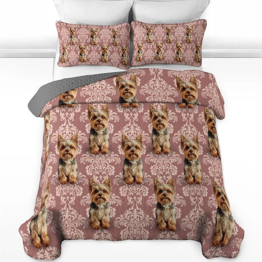 Shineful All Season Quilt 3-Piece Set Elegant Yorkie Bliss