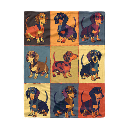 Shineful Fleece Blanket Dachshund Palette Patchwork