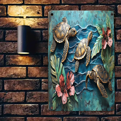 Shineful 2D Metal Sign Tropical Sea Turtle Trio