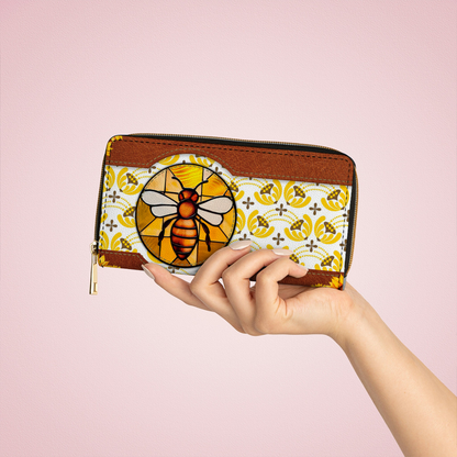 Shineful Leather Clutch Purse With Wristlet Strap Handle Bee Sunshine