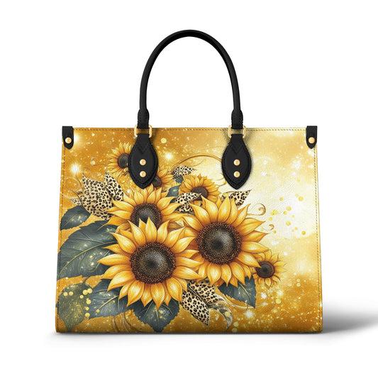 Glänzende Ledertasche Sonnenblume Golden Bloom Kollektion